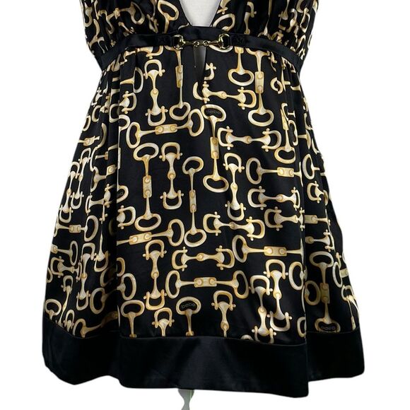 Vintage‎ Y2K 90's Bebe Silk Gold Horsebit Print Babydoll Top Small Camisole - Picture 6 of 13